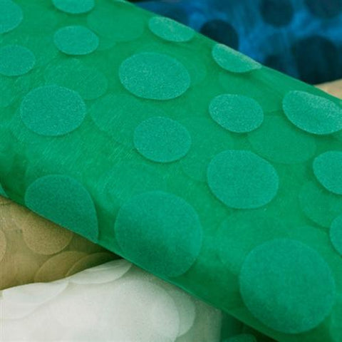 54" x 10 yards Emerald Green Velvet Dots on Organza Fabric 