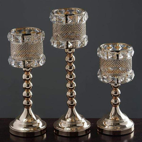 3 Gold Metal Candle Holders Wedding Centerpieces