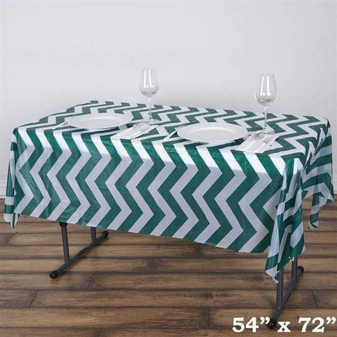 54x72 inch Hunter Green Chevron Disposable Plastic Table Cover