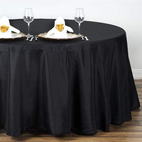 132 inch Black Polyester Round Tablecloth