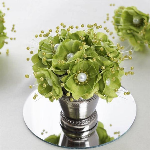 72 Sage Green Faux Pearl Flowers