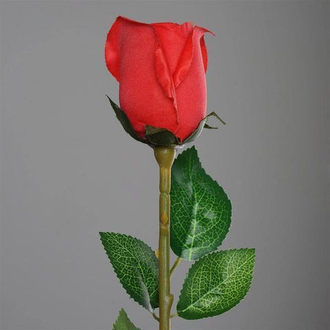 Red Single Stem Silk Roses Bud