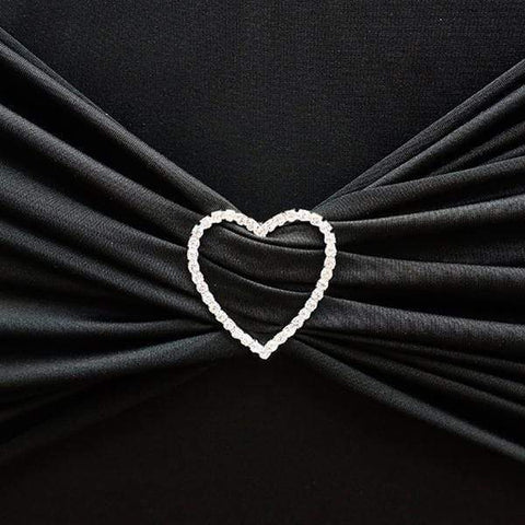 Silver Heart Rhinestones Chair Sash Buckle Pin
