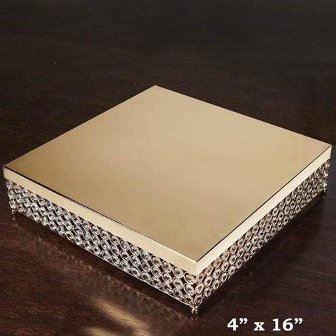 16 in wide Crystal Beaded Square Metal Cake Stands