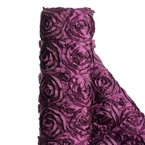 54" x 4 Yards Eggplant Purple Raised Roses Fabric