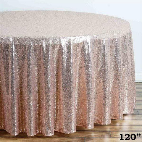 120" Blush Sequin Round Tablecloth