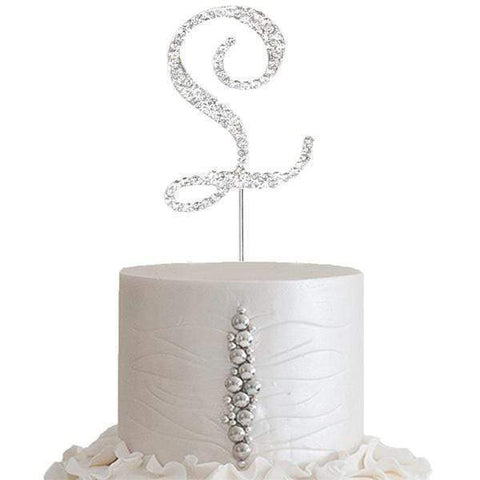 2.5" tall Letter L Rhinestone Cake Topper