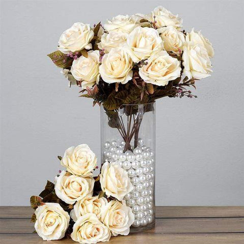 Cream 28 Premium Silk Open Roses