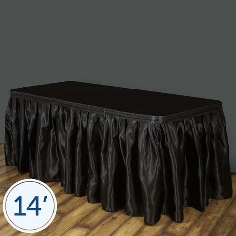 14 feet x 29" Black Satin Banquet Table Skirt