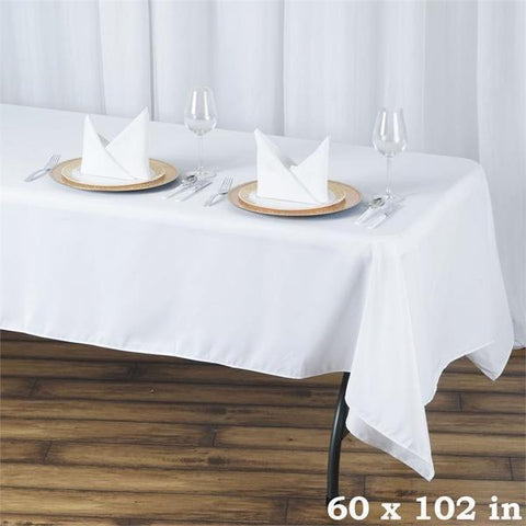 60 x 102 inch White Premium Polyester Rectangular Tablecloth