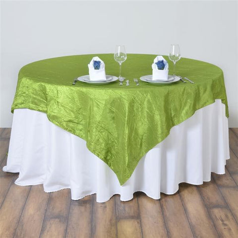 90 inch Square Sage Green Taffeta Crinkle Overlay