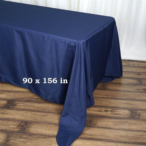 90 x 156 inch Navy Blue Polyester Rectangular Tablecloth