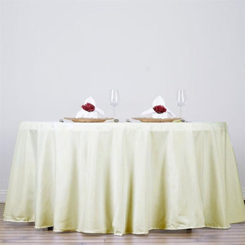 132 inch Ivory Polyester Round Tablecloth