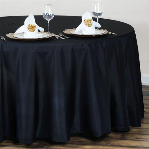 120 inch Black Polyester Round Tablecloth