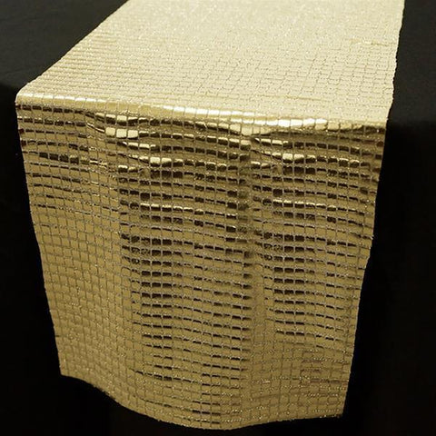 Champagne Shiny Mirror Foil on Tulle Table Runner