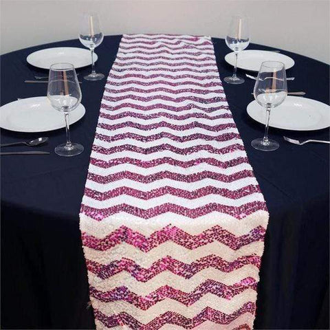Fuchsia Chevron Sequins Table Runner