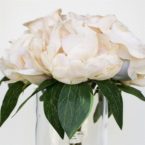 Champagne Silk Roses and Peonies Bouquet