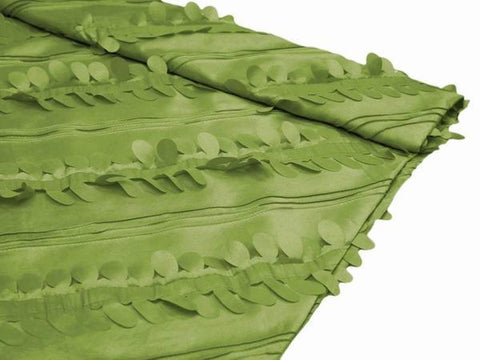 54" x 5 yards Willow Green Raised Petals on Taffeta Fabric