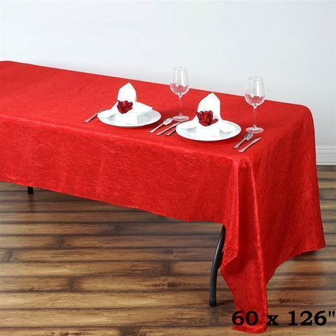 60 x 126 inch Red Crinkle Taffeta Rectangular Tablecloth