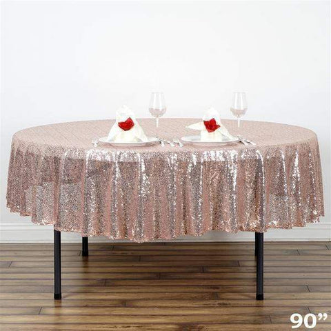 90" Blush Sequin Round Tablecloth