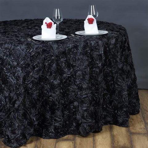 132 in Round Raised Roses Satin Tablecloths