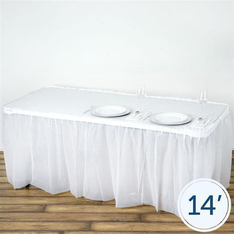 14 feet x 29" White Plastic Table Skirt