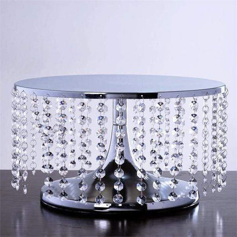 Silver 7.5" tall Crystal Pendants Metal Cake Stand