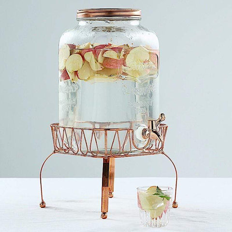 Jar Glass Beverage Dispenser with Spigot and Stand