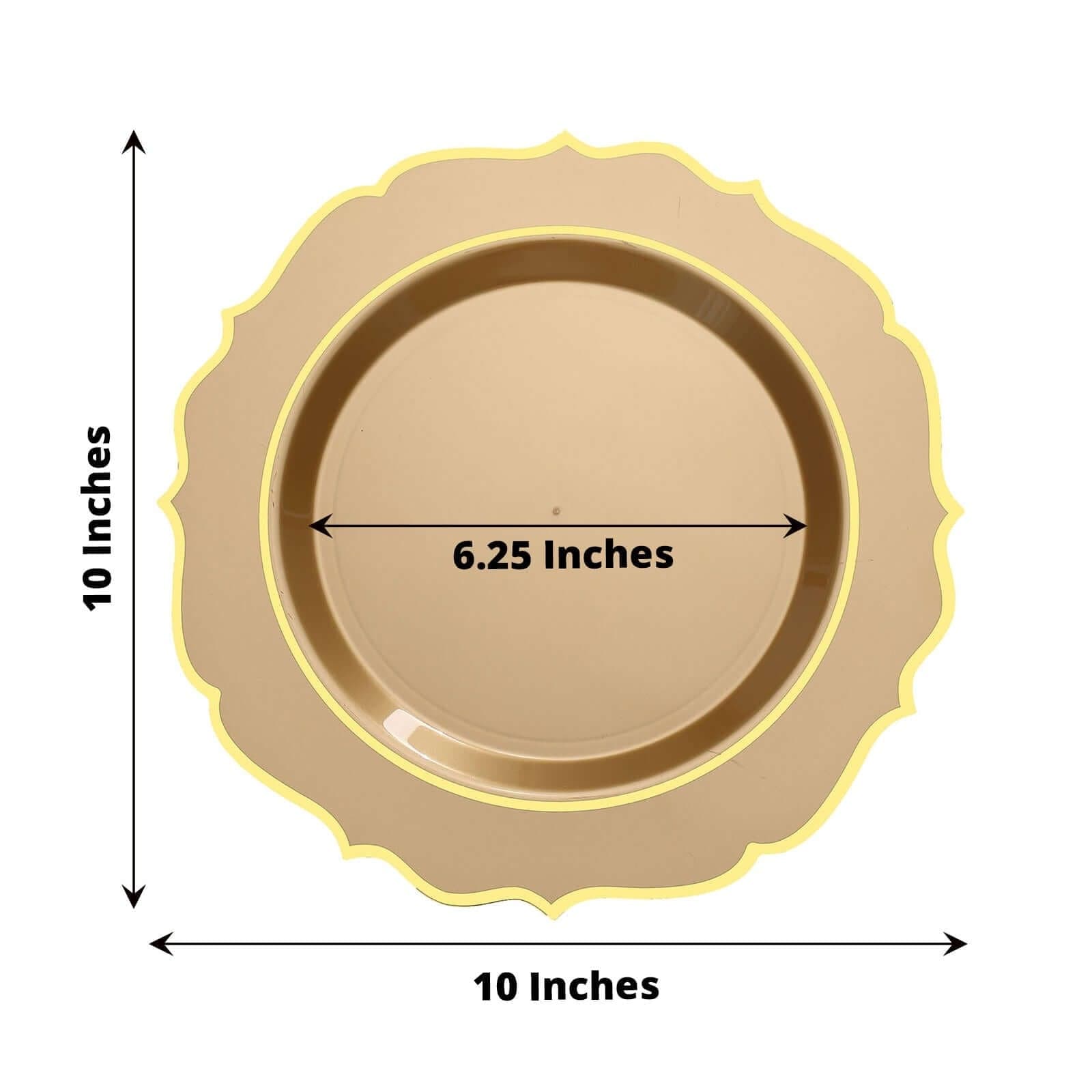 10 pcs 10 in Disposable Plastic Dinner Plates With Scalloped Rim