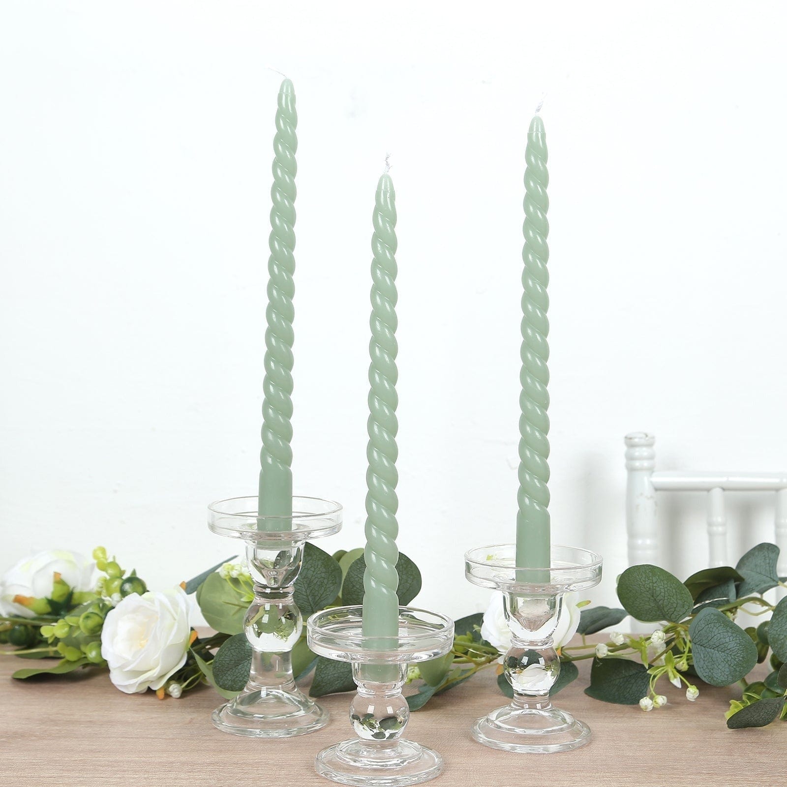 12 Unscented 11 in Long Spiral Premium Wax Taper Candles