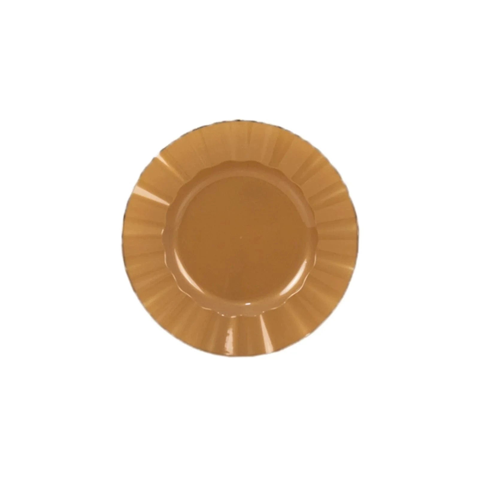 10 Round Disposable Salad Dinner Plastic Plates with Gold Wavy Trim