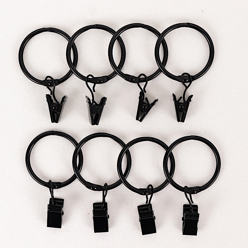 50 Metal Openable Drapery Curtain Rings with Backdrop Clip Hangers