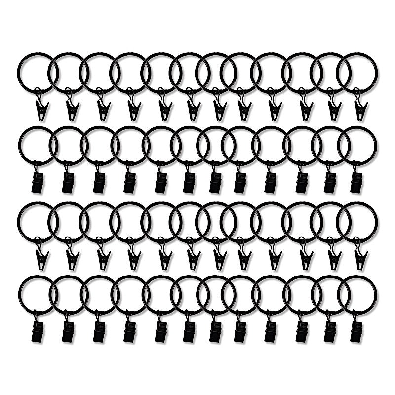 50 Metal Openable Drapery Curtain Rings with Backdrop Clip Hangers