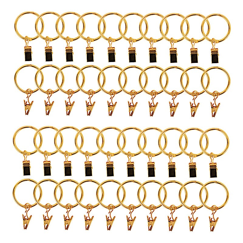 50 Metal Openable Drapery Curtain Rings with Backdrop Clip Hangers