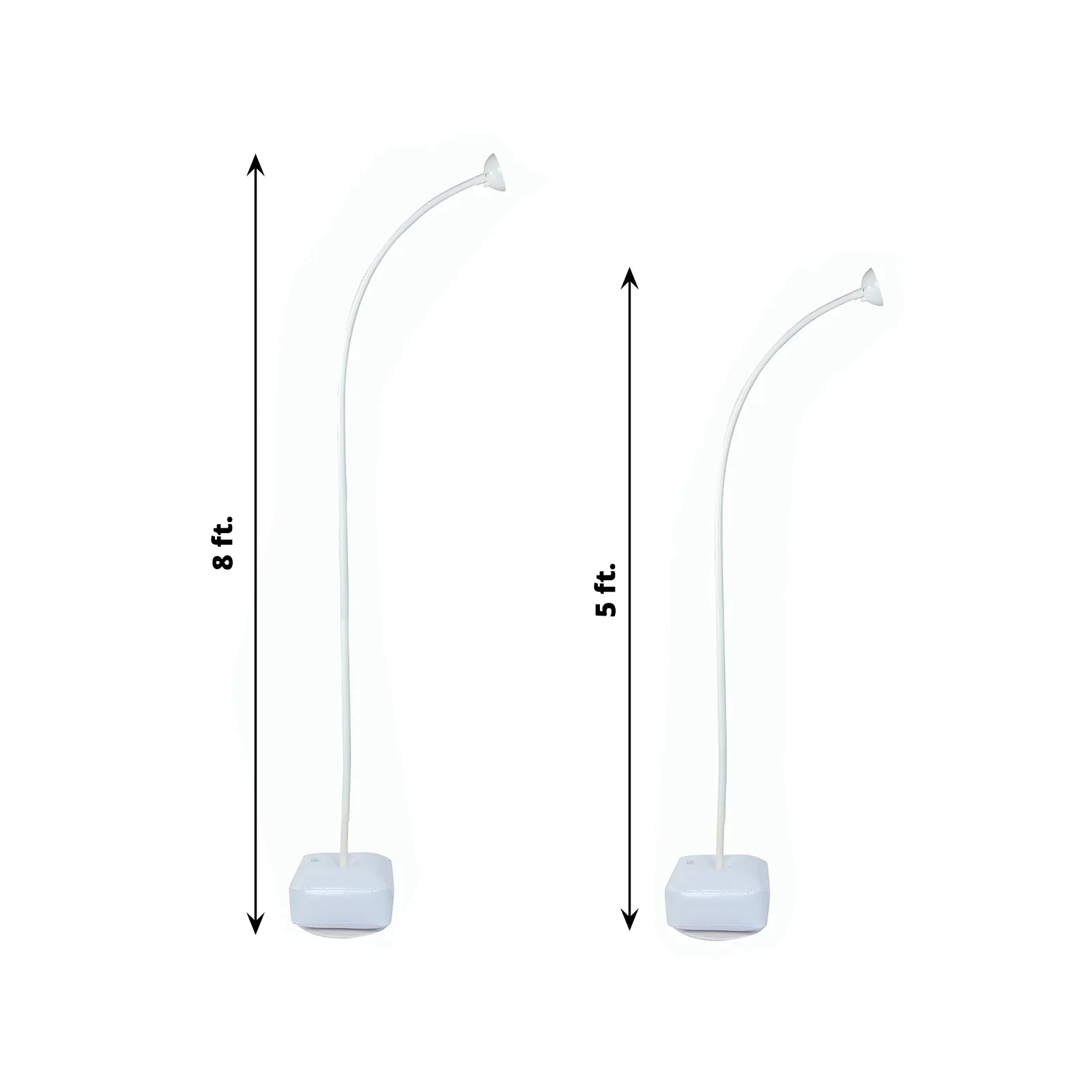 2 White Half Arch Balloon Tower Columns with Water Fillable Base