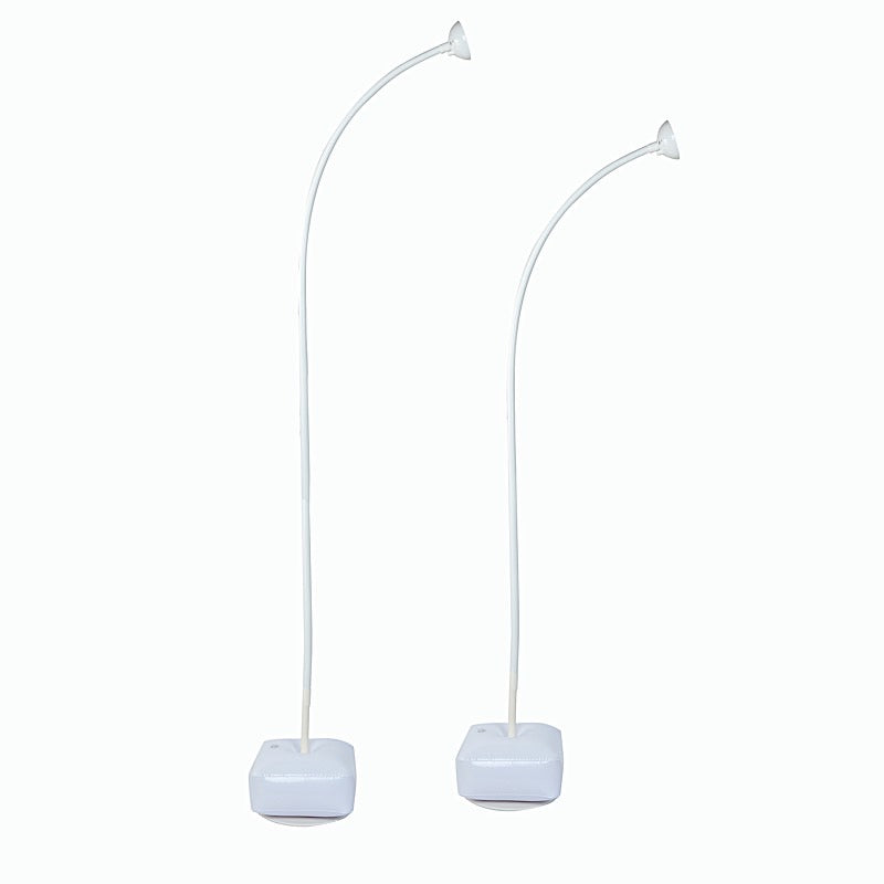 2 White Half Arch Balloon Tower Columns with Water Fillable Base