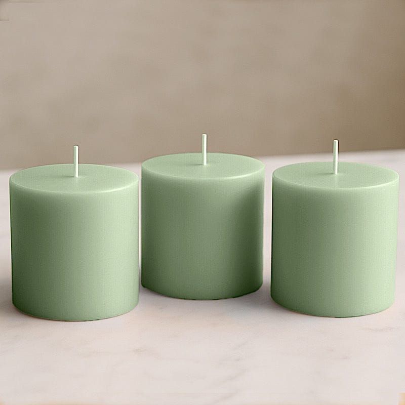 6 Dripless 3x3 in Round Unscented Pillar Candles
