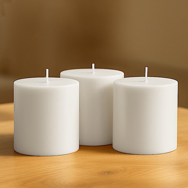 6 Dripless 3x3 in Round Unscented Pillar Candles