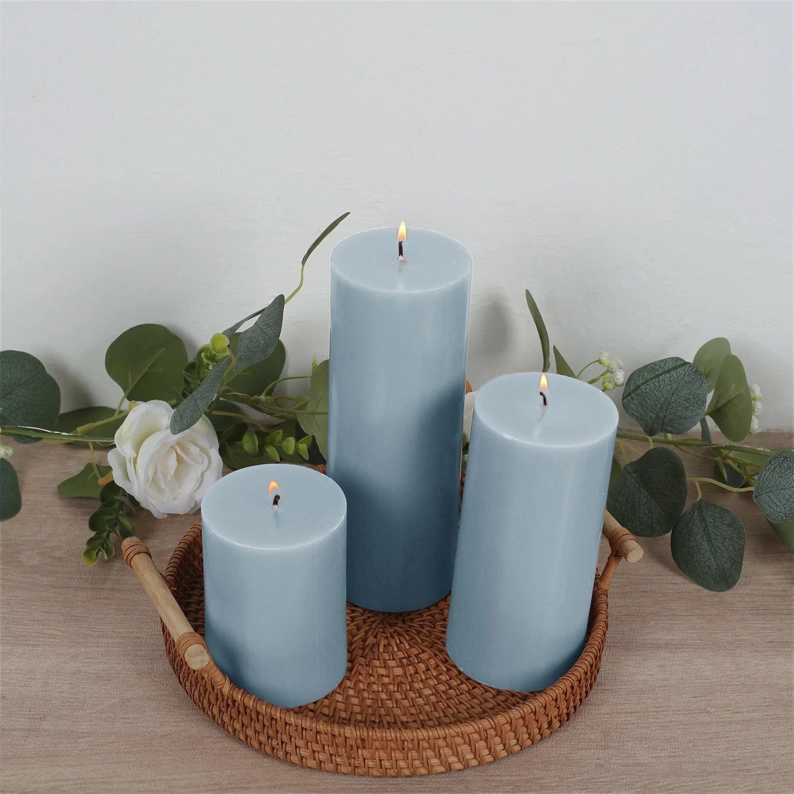 12 Dripless Round Unscented Pillar Candles