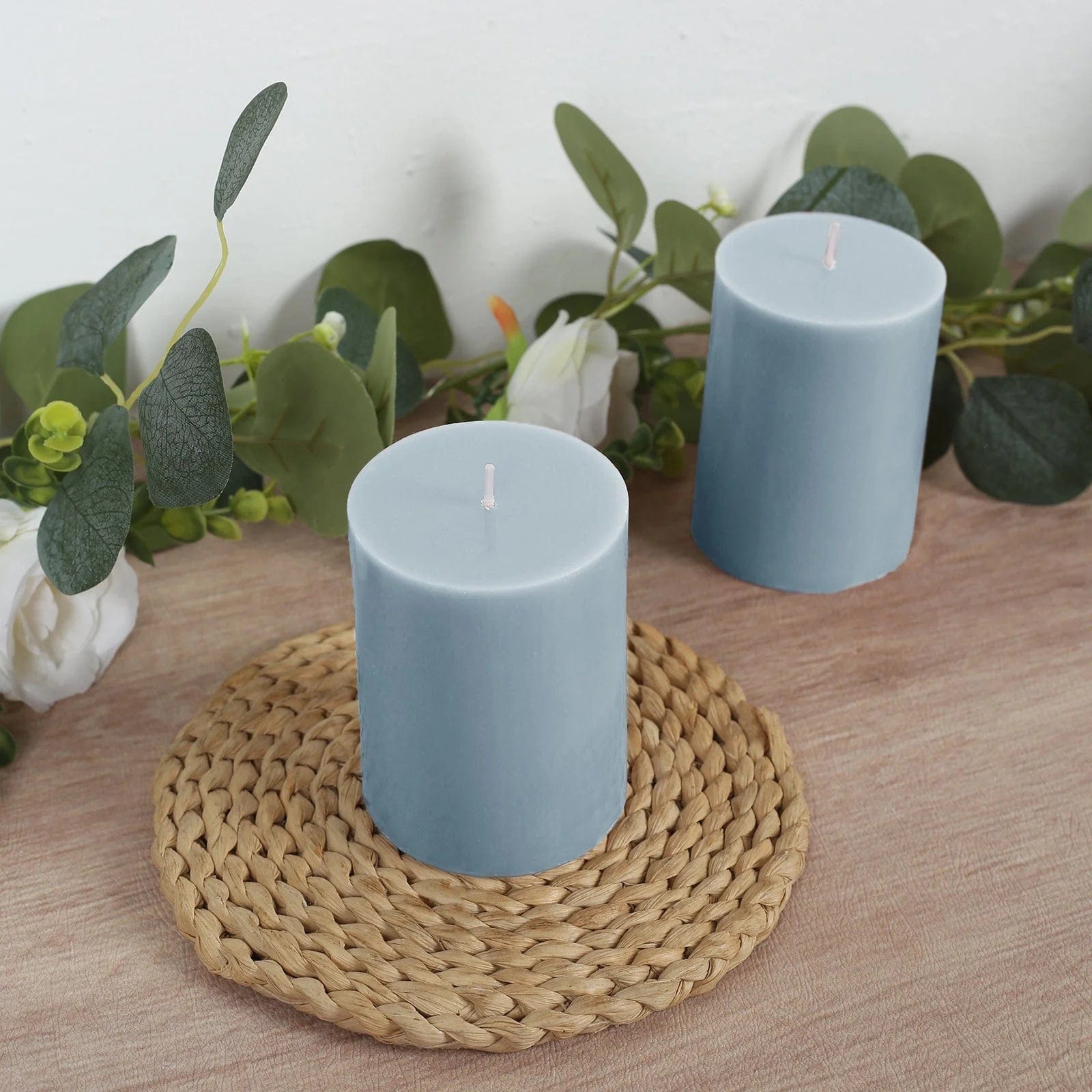12 Dripless Round Unscented Pillar Candles