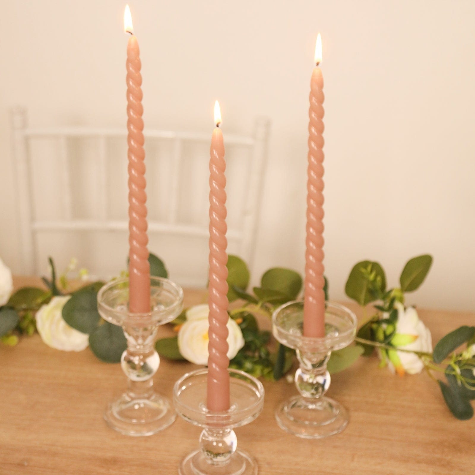 12 Unscented 11 in Long Spiral Premium Wax Taper Candles