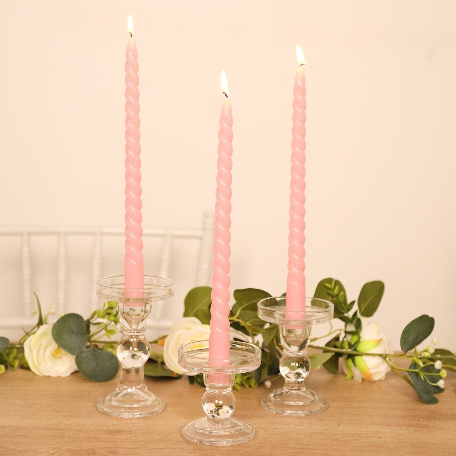 12 Unscented 11 in Long Spiral Premium Wax Taper Candles