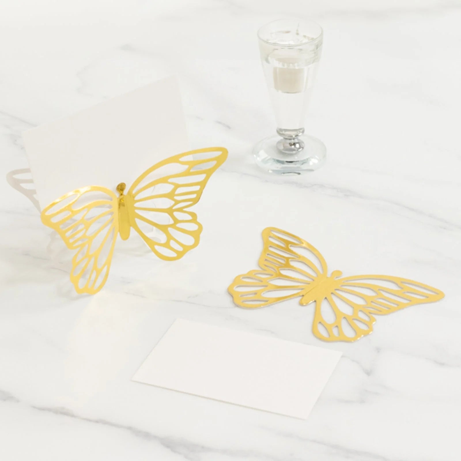 25 Butterfly 3x5 in Paper Place Card Holders with White Printable Cards