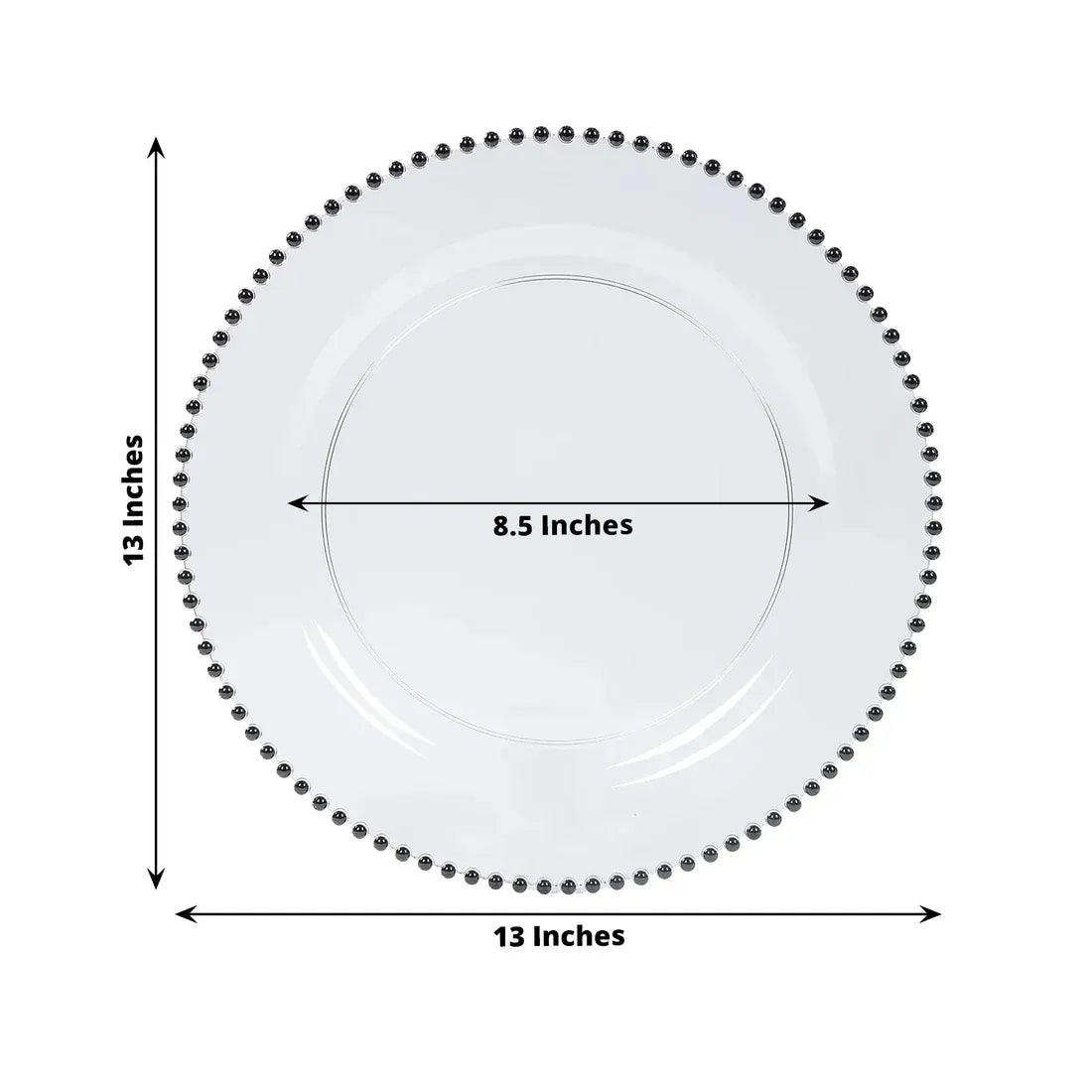 10 Round 13 in Plastic Charger Plates with Beaded Rim