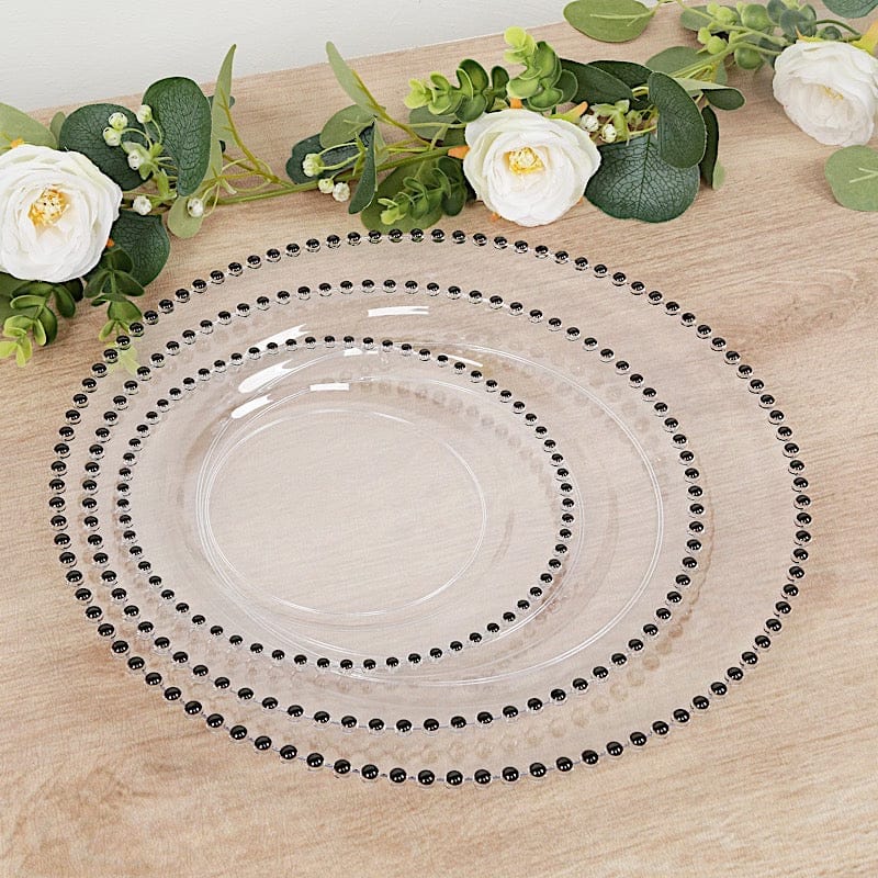 10 Round 13 in Plastic Charger Plates with Beaded Rim