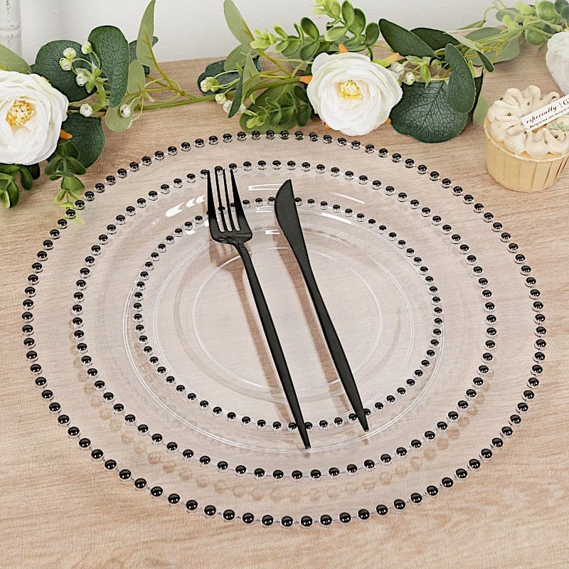 10 Round 13 in Plastic Charger Plates with Beaded Rim