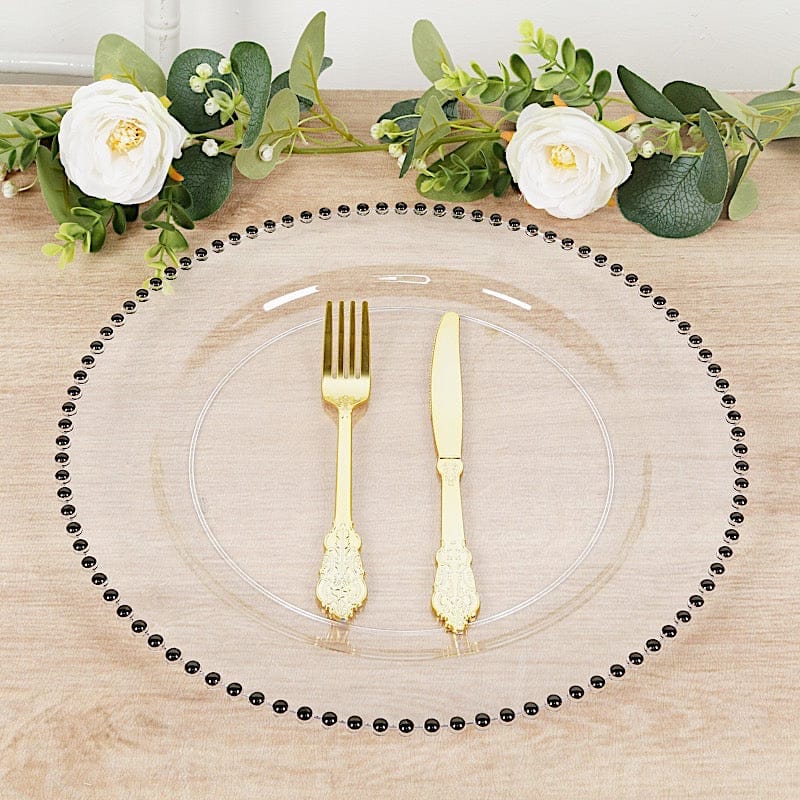 10 Round 13 in Plastic Charger Plates with Beaded Rim