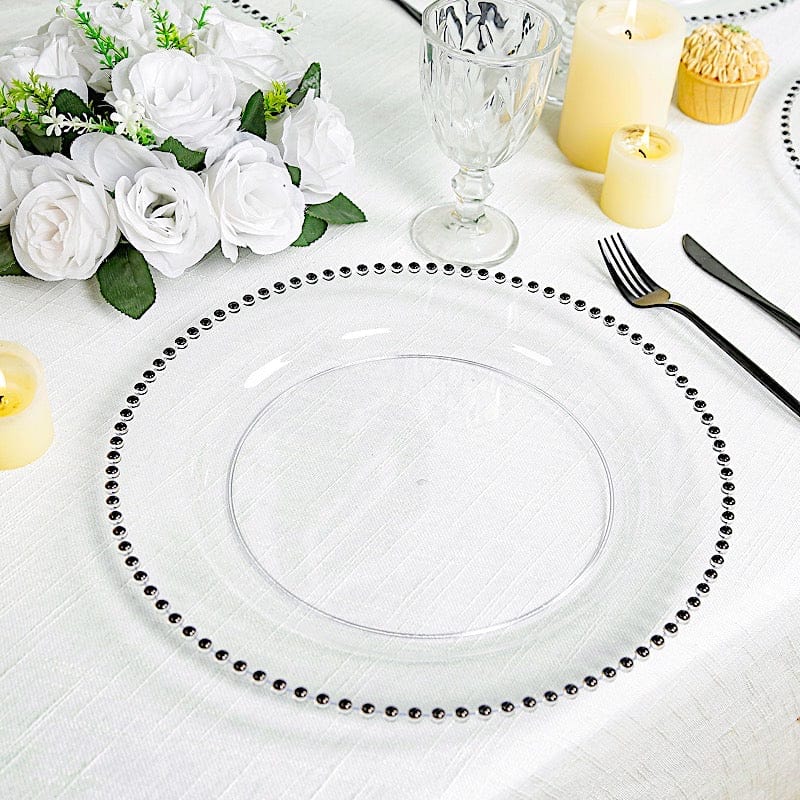 10 Round 13 in Plastic Charger Plates with Beaded Rim