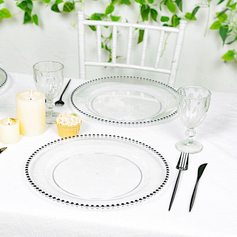 10 Round 13 in Plastic Charger Plates with Beaded Rim