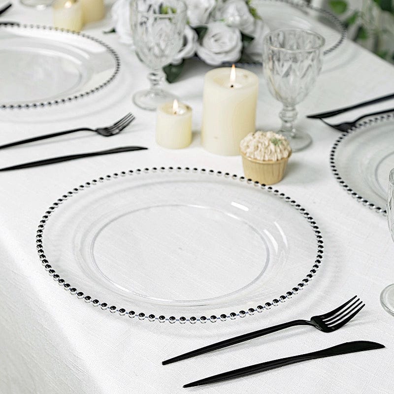 10 Round 13 in Plastic Charger Plates with Beaded Rim